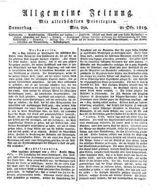 Allgemeine Zeitung Donnerstag 21. Oktober 1819