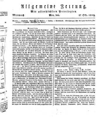 Allgemeine Zeitung Mittwoch 27. Oktober 1819