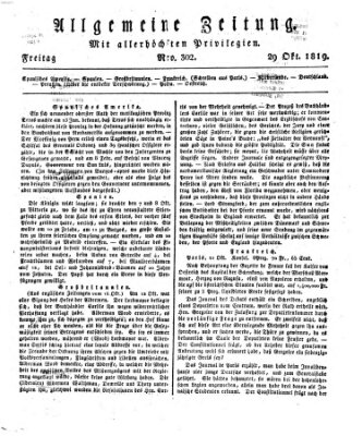 Allgemeine Zeitung Freitag 29. Oktober 1819