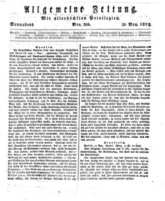 Allgemeine Zeitung Samstag 20. November 1819