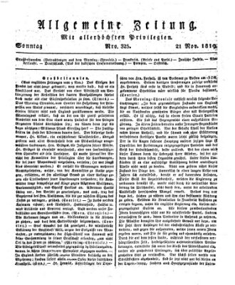 Allgemeine Zeitung Sonntag 21. November 1819