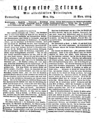 Allgemeine Zeitung Donnerstag 25. November 1819