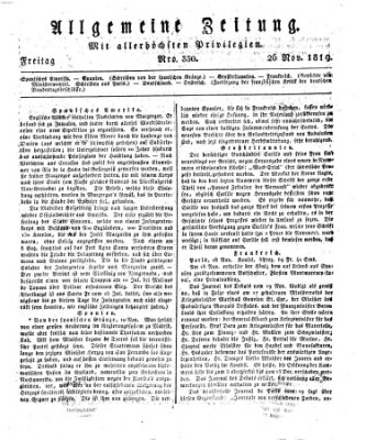 Allgemeine Zeitung Freitag 26. November 1819