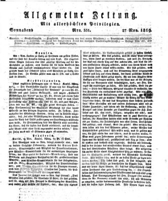 Allgemeine Zeitung Samstag 27. November 1819