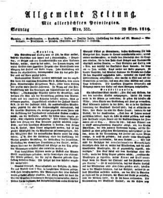 Allgemeine Zeitung Sonntag 28. November 1819