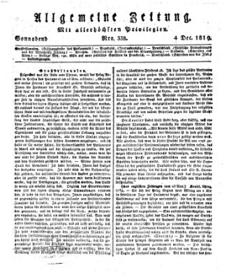 Allgemeine Zeitung Samstag 4. Dezember 1819