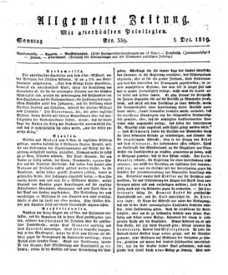 Allgemeine Zeitung Sonntag 5. Dezember 1819