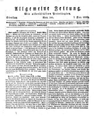 Allgemeine Zeitung Dienstag 7. Dezember 1819