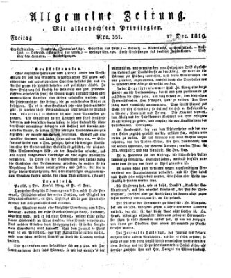 Allgemeine Zeitung Freitag 17. Dezember 1819