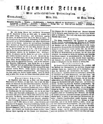 Allgemeine Zeitung Samstag 18. Dezember 1819