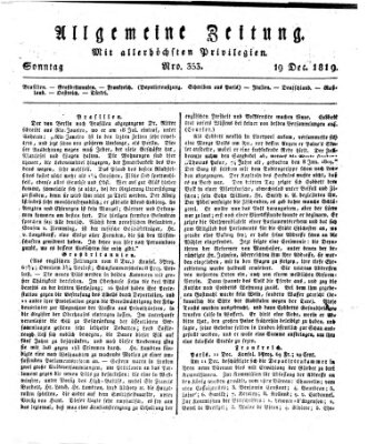 Allgemeine Zeitung Sonntag 19. Dezember 1819