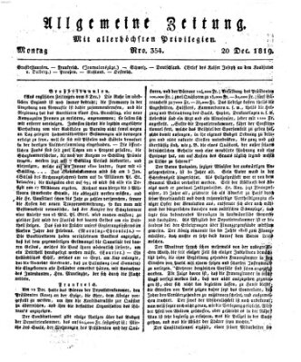 Allgemeine Zeitung Montag 20. Dezember 1819