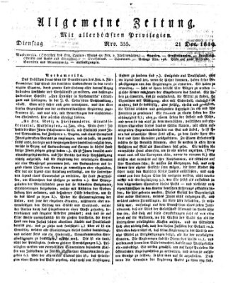 Allgemeine Zeitung Dienstag 21. Dezember 1819