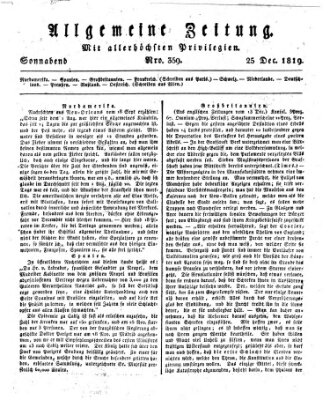 Allgemeine Zeitung Samstag 25. Dezember 1819