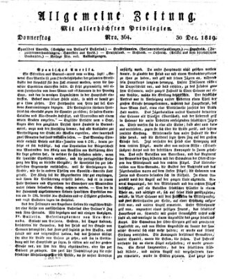 Allgemeine Zeitung Donnerstag 30. Dezember 1819