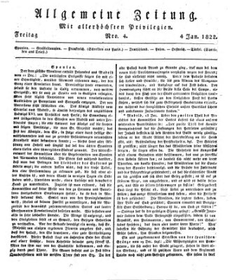 Allgemeine Zeitung Freitag 4. Januar 1822