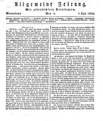 Allgemeine Zeitung Samstag 5. Januar 1822