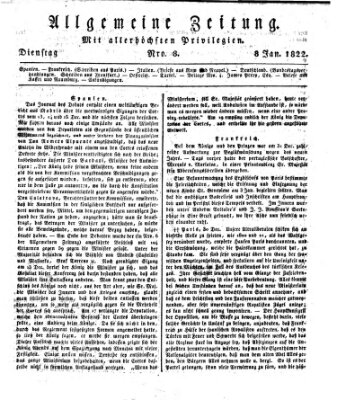 Allgemeine Zeitung Dienstag 8. Januar 1822