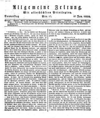 Allgemeine Zeitung Donnerstag 17. Januar 1822