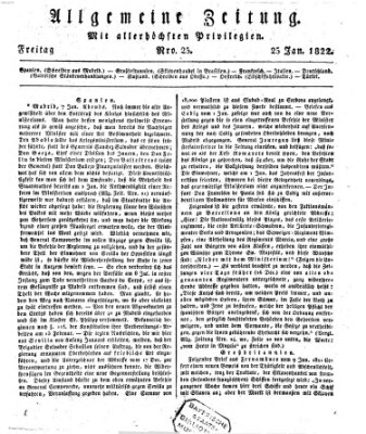 Allgemeine Zeitung Freitag 25. Januar 1822
