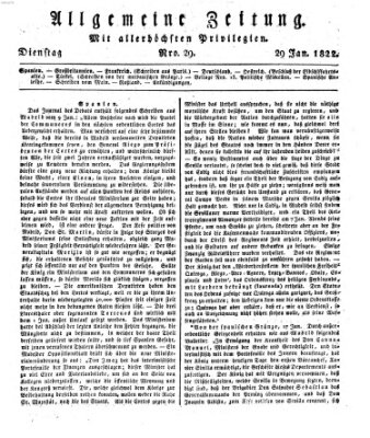 Allgemeine Zeitung Dienstag 29. Januar 1822