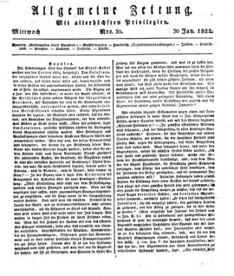 Allgemeine Zeitung Mittwoch 30. Januar 1822