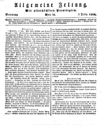 Allgemeine Zeitung Sonntag 3. Februar 1822