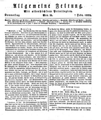 Allgemeine Zeitung Donnerstag 7. Februar 1822