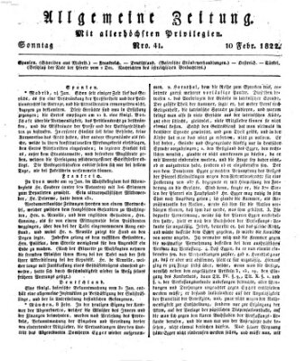 Allgemeine Zeitung Sonntag 10. Februar 1822