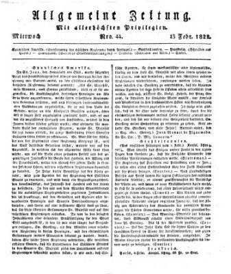Allgemeine Zeitung Mittwoch 13. Februar 1822
