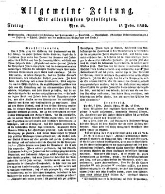 Allgemeine Zeitung Freitag 15. Februar 1822