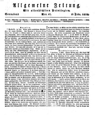 Allgemeine Zeitung Samstag 16. Februar 1822