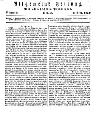 Allgemeine Zeitung Mittwoch 27. Februar 1822