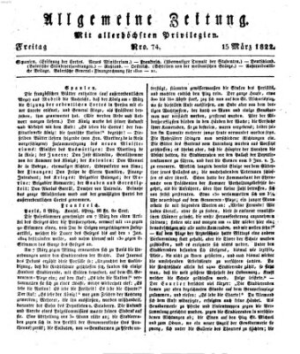 Allgemeine Zeitung Freitag 15. März 1822