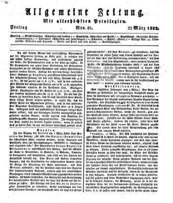 Allgemeine Zeitung Freitag 22. März 1822