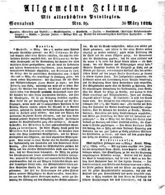 Allgemeine Zeitung Samstag 30. März 1822