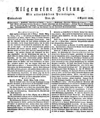 Allgemeine Zeitung Samstag 6. April 1822