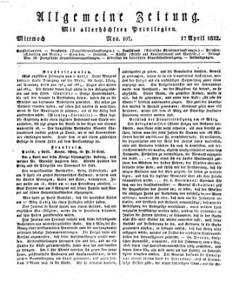 Allgemeine Zeitung Mittwoch 17. April 1822