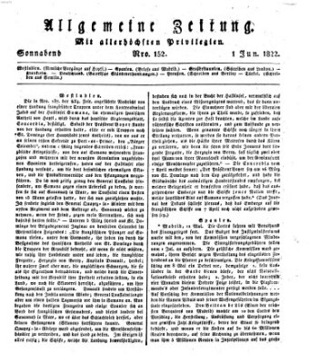 Allgemeine Zeitung Samstag 1. Juni 1822