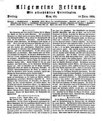 Allgemeine Zeitung Freitag 14. Juni 1822