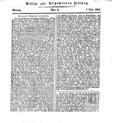 Allgemeine Zeitung Montag 7. Januar 1822