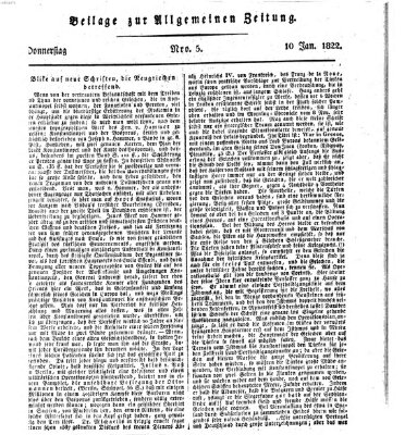 Allgemeine Zeitung Donnerstag 10. Januar 1822