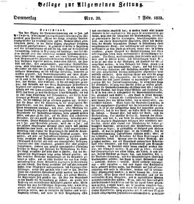 Allgemeine Zeitung Donnerstag 7. Februar 1822