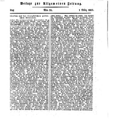 Allgemeine Zeitung Freitag 1. März 1822