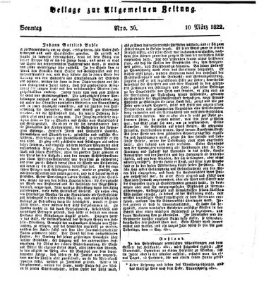 Allgemeine Zeitung Sonntag 10. März 1822