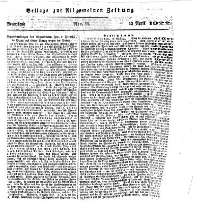 Allgemeine Zeitung Samstag 13. April 1822