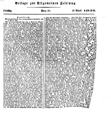 Allgemeine Zeitung Dienstag 16. April 1822