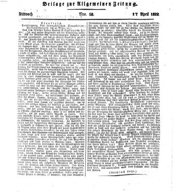 Allgemeine Zeitung Mittwoch 17. April 1822