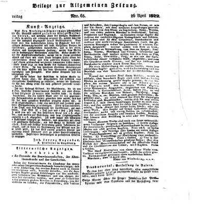 Allgemeine Zeitung Freitag 26. April 1822