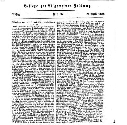 Allgemeine Zeitung Tuesday 30. April 1822